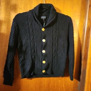 Boys NWOT Gioberti Black Cable Knit Cardigan with 5 Buttons 100% Cotton